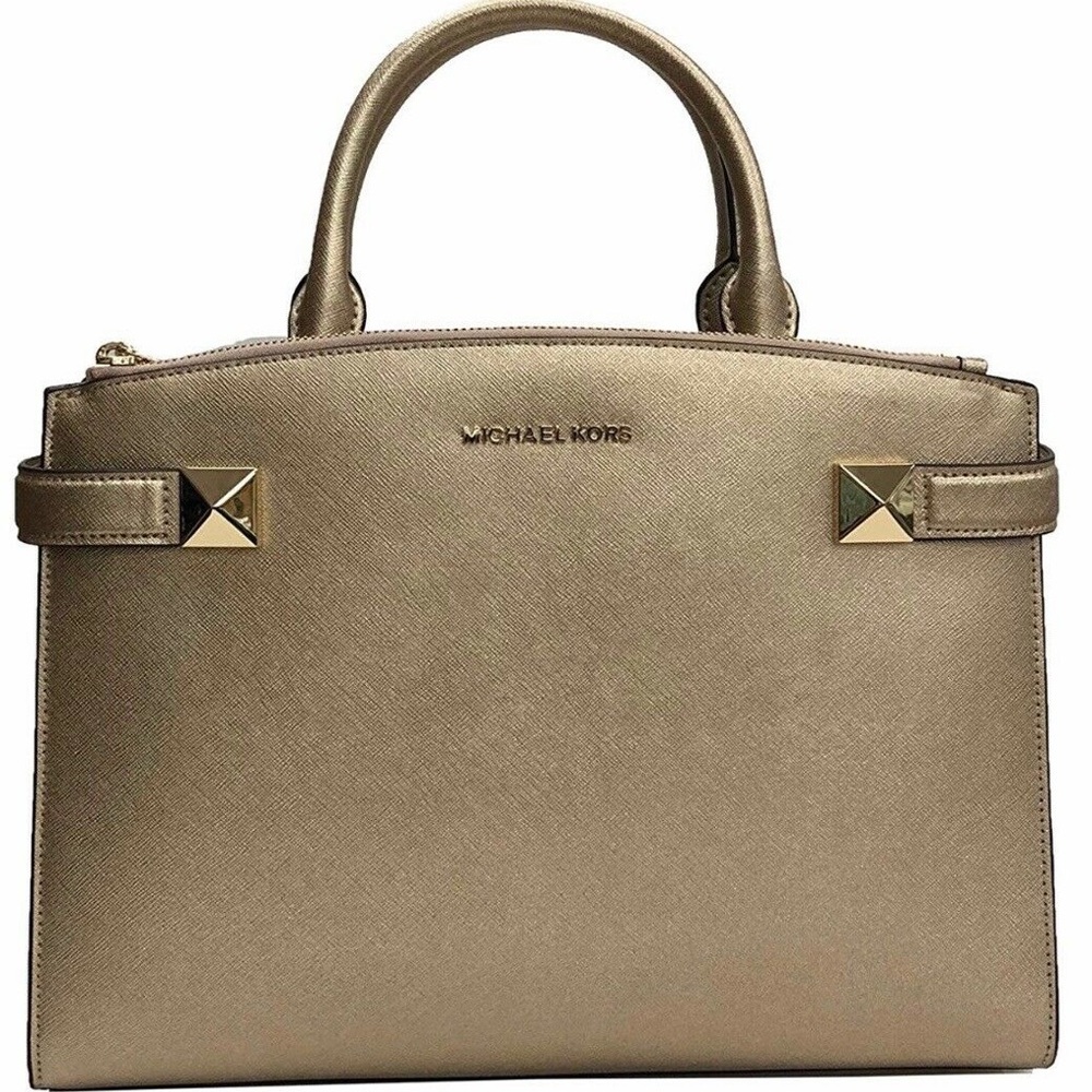 MICHAEL KORS PALE GOLD LARGE CROSSBODY SATCHEL NWT